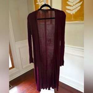 White House Black Market medium maroon duster long sleeve cardigan